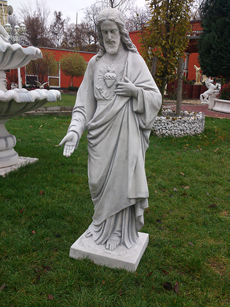 Gartenfigur, Statue, Heiliger Jesus, 117 cm hoch, Steinfigur, Park & Gartendekoration, Steinguss