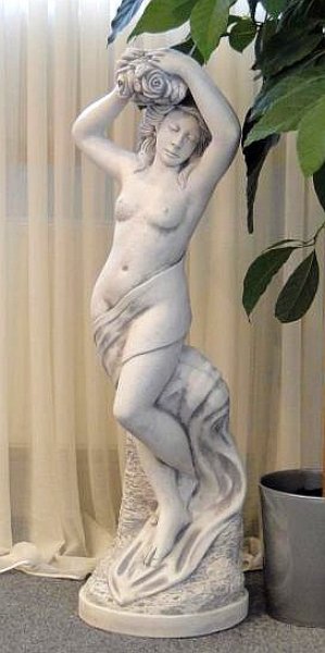 Gartenfigur "Jungfrau mit Rose" Höhe: 129 cm, Park & Gartendekoration, Skulptur, Statue, Steinguss, Steinfigur