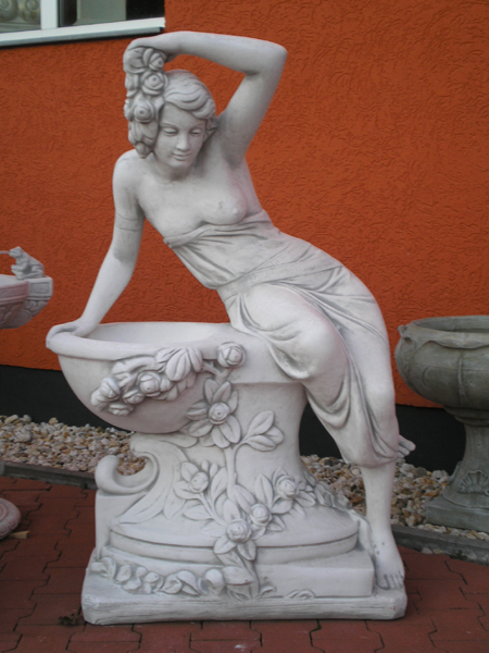Gartenfigur, Statue, "Helena mit Pflanzschale" Höhe: 140 cm, Park & Gartendekoration, Steinfigur, Steinguss