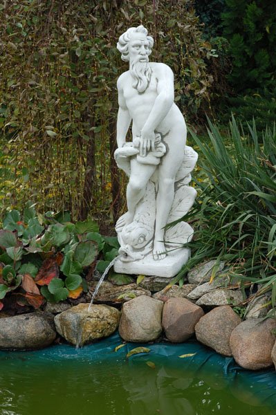 Steinfigur, Neptun, Gartenfigur "Poseidon" Höhe: 131 cm, Park & Gartendekoration, Teichfigur, Skulptur, Steinguss