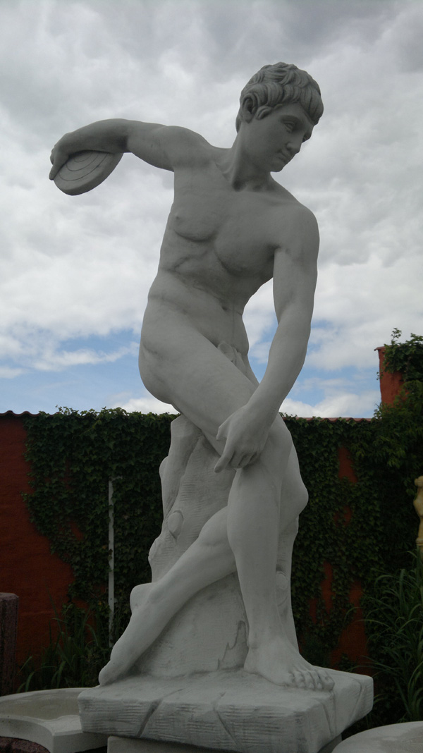 Gartenfigur, Statue "Diskuswerfer des Myron" Höhe: 167 cm, Park & Gartendekoration, Steinfigur, Steinguss