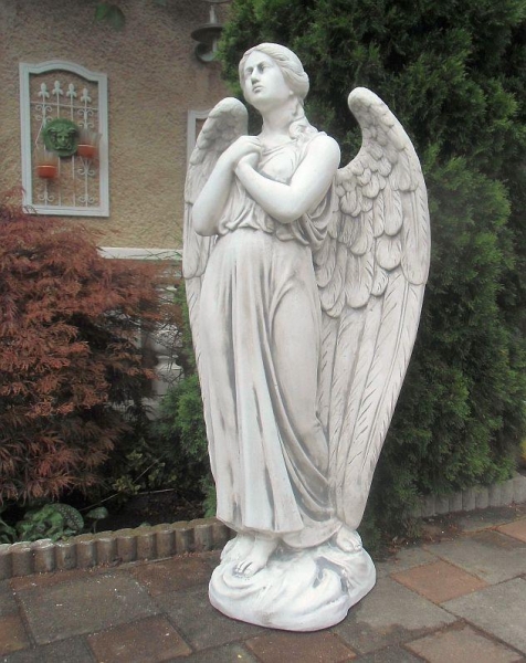 Gartenfigur, Engel mit großen Engelflügel, Grabfigur, Gartenfigur, Statue, Park & Gartendekoration, Skulptur