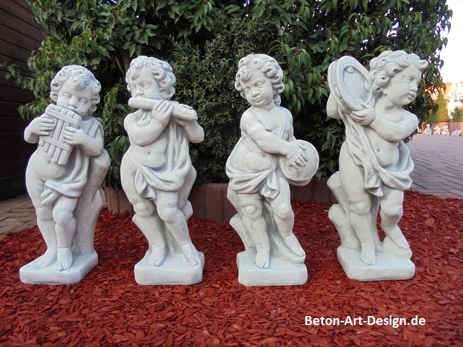 Gartenfiguren Set, 4 Musikanten Putten, Park & Gartendekoration, Skulpturen, Steinguss