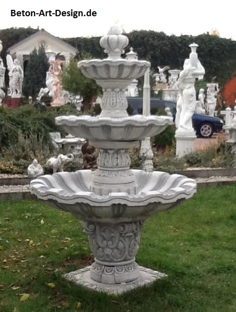 Springbrunnen, Steinbrunnen, 195 cm hoch, Kaskadenbrunnen, Park & Gartendekoration, Steinguss