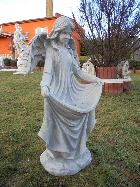 Gartenfigur, Engel, 95 cm hoch, Steinkunst, Park & Gartendekoration, Statue, Skulptur, Steinfigur, Steinguss