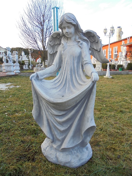 Gartenfigur, Engel, 95 cm hoch, Steinkunst, Park & Gartendekoration, Statue, Skulptur, Steinfigur, Steinguss