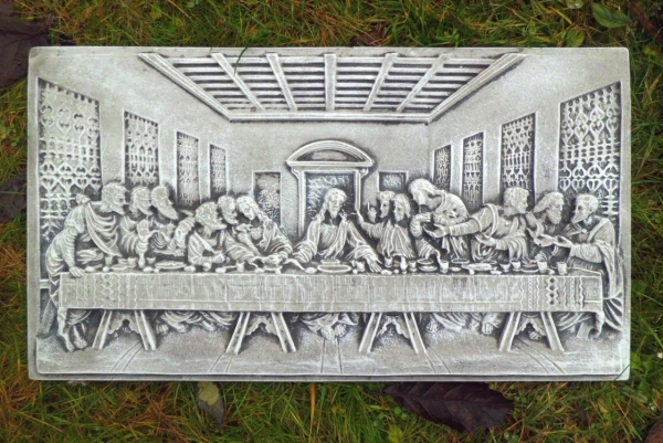 Wandbild, Relief, Heiliges Abendmahl mit Jesus Christus und seinen Jüngern, Fassadenstuck, Gartendekoration