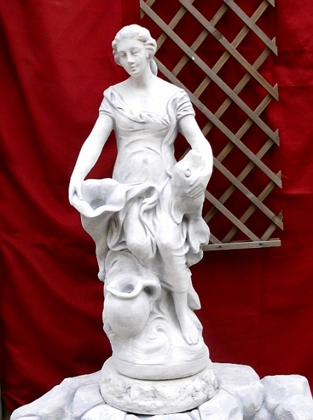 Gartenfigur, Brunnenfigur "Jungfrau" 98 cm hoch, Steinfigur, Statue, Teichfigur, Park & Gartendekoration, Steingus