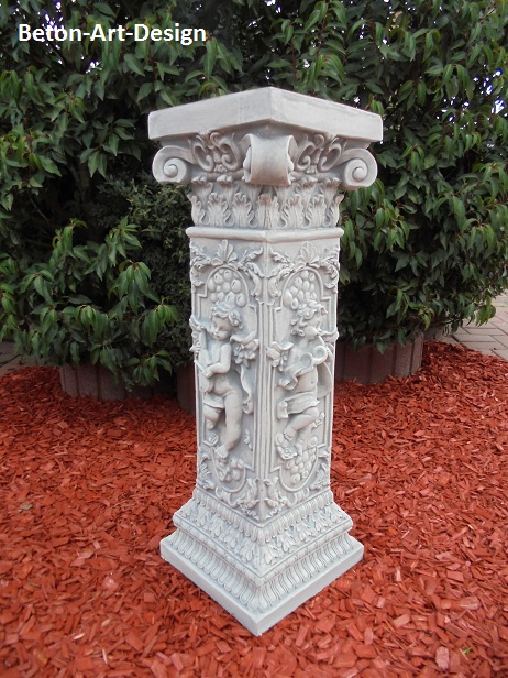 Säule mit Engel, Sockel, Figurensockel, 82 cm hoch, Park & Gartendekoration, Steinguss