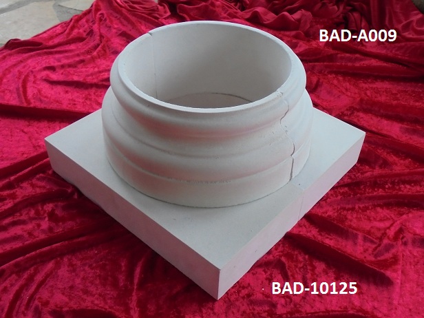 Basis, Kapitell, flache Platte, Halbelement für Säulen Ø 30 cm, Steinguss oder Gips