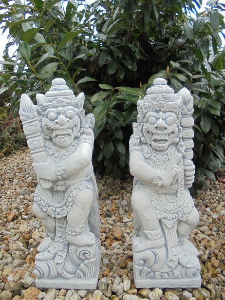 Gartenfiguren Set "Bali Krieger" Park & Gartendekoration, Tempelwächter, Steinfigur, Statue, Torwächter, Steingu