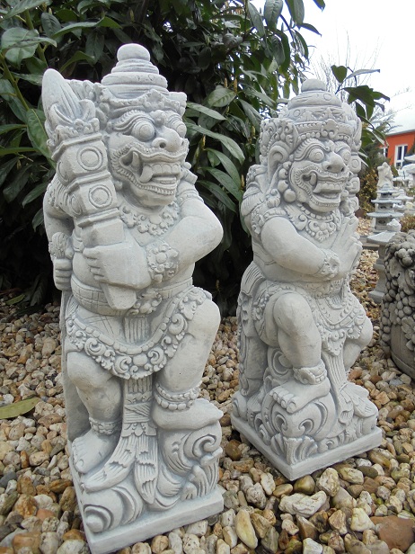 Gartenfiguren Set "Bali Krieger" Park & Gartendekoration, Tempelwächter, Steinfigur, Statue, Torwächter, Steingu
