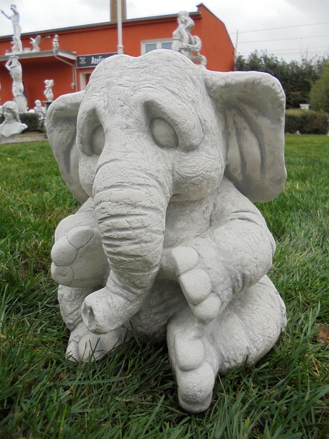 Steinguss Steinfiguren Gartendeko Skulpturen 28 cm Gartenfiguren Elefant