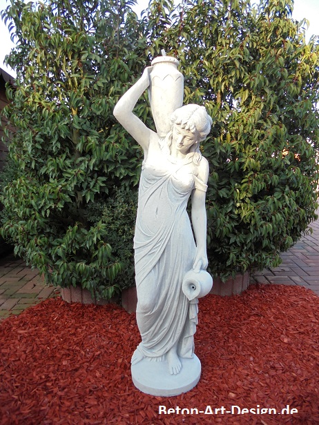 Gartenfigur, Wasserträgerin, Brunnenfigur, Frau mit Krügen, 140 cm hoch, Park & Gartendekoration, Steinfigur, Steinguss
