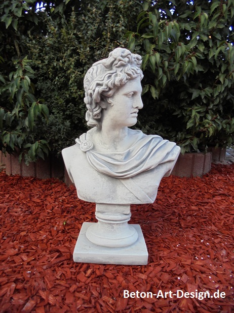 Gartenfigur, Apollo Büste, griechischer Gott der Antike, Park & Gartendekoration, Steinguss, Skulptur