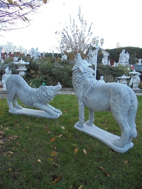 Lebensgroß Beton Skulptur FRANZÖSISCHE BULLDOGGE grau-meliert Garten-Figur