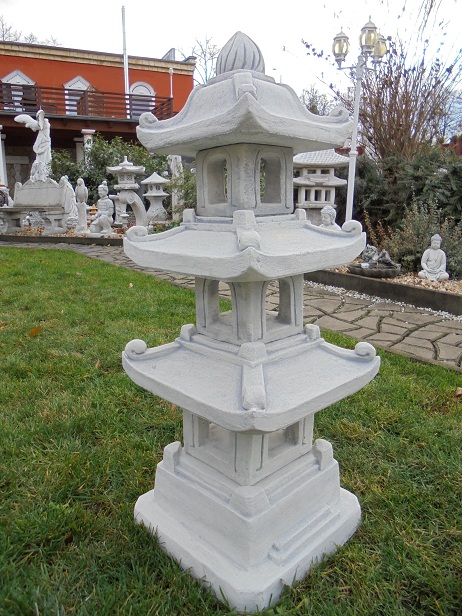 Pagode Skulptur Steinguss Stuba Japan Laterne Feng Shui Gartenfigur 45 cm