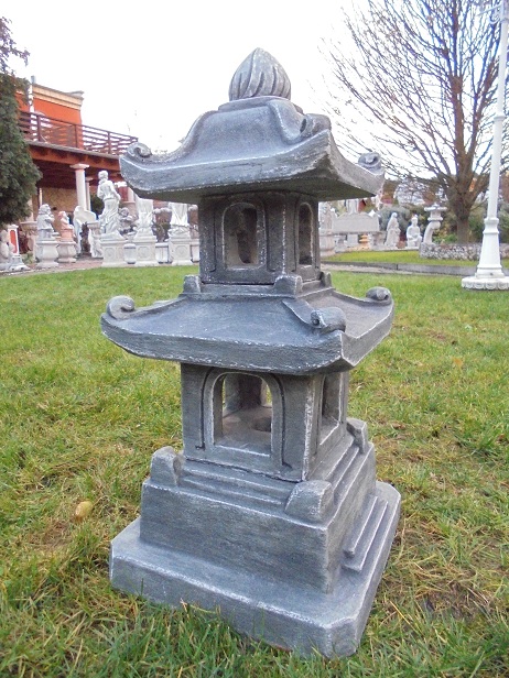 Pagode Stuba 45 cm Feng Shui Gartenfigur Steinguss Skulptur Japan Laterne 