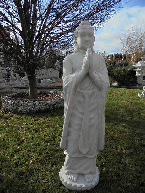 Steinfigur Buddha Mönch Gartenfigur massiv Garten Figur 
