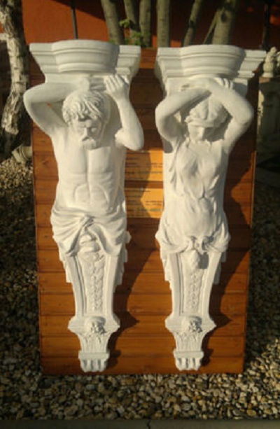 Wandkonsolen Karyatiden Paar Balkonstützen Kaminumrandung Balkonwinkel Skulptur Galionsfiguren 118cm