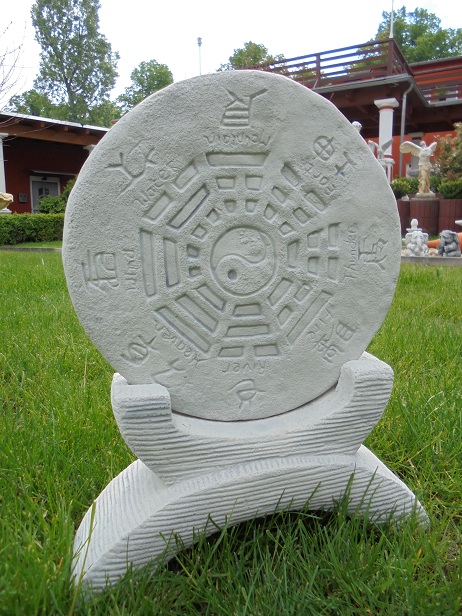 Chinesisches Gartenhoroskop, Yin Yang, Gartendekoration, Steinguss