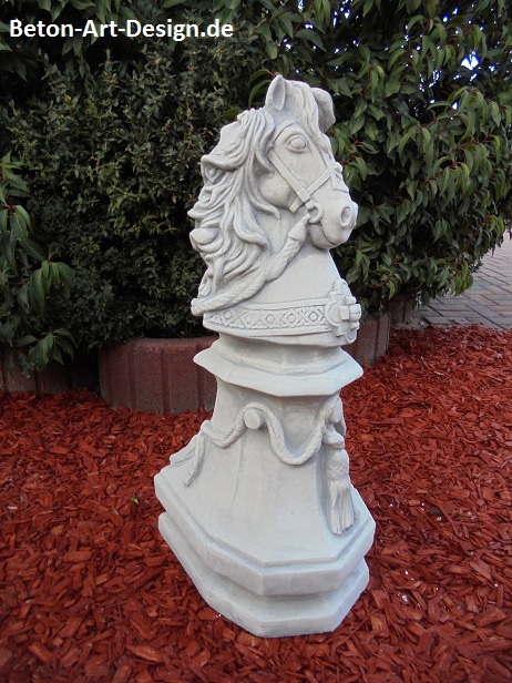Steinfigur, Park & Gartendekoration "Schachfigur Pferd" Höhe: 69 cm, Gartenfigur, Skulptur, Steinguss