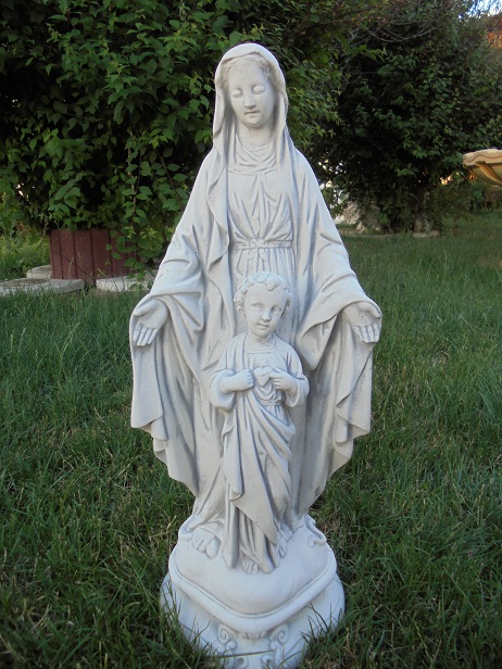 Maria mit Kind, Skulptur, Statue, Park & Gartendekoration, Steinguss