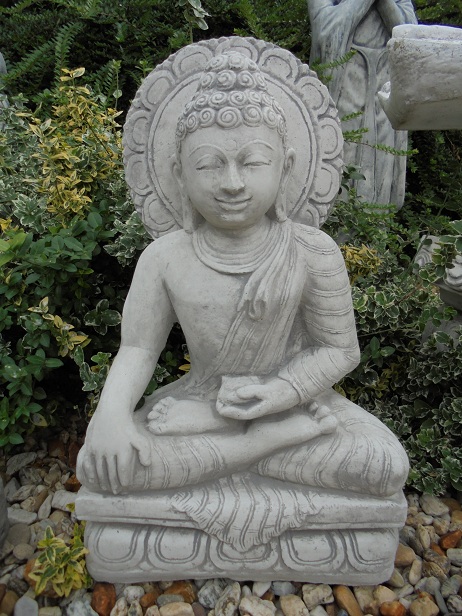 Buddha, Tempelwächter, Gartenfigur, Steinfigur, Steinguss, Gartendekoration