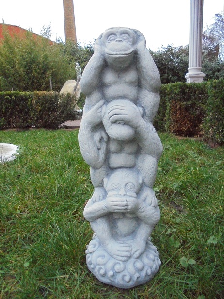 Drei Affen, Steinfigur, Gartenfigur, Skulptur, Steinguss, Gartendekoration