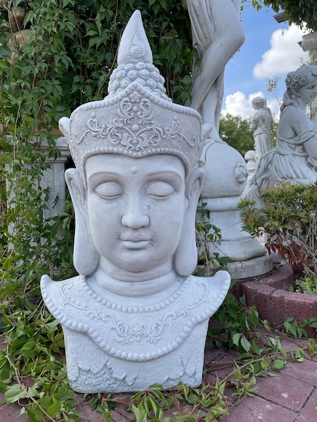 Gartenfigur Buddha Büste, Buddhakopf, Gartenstatue