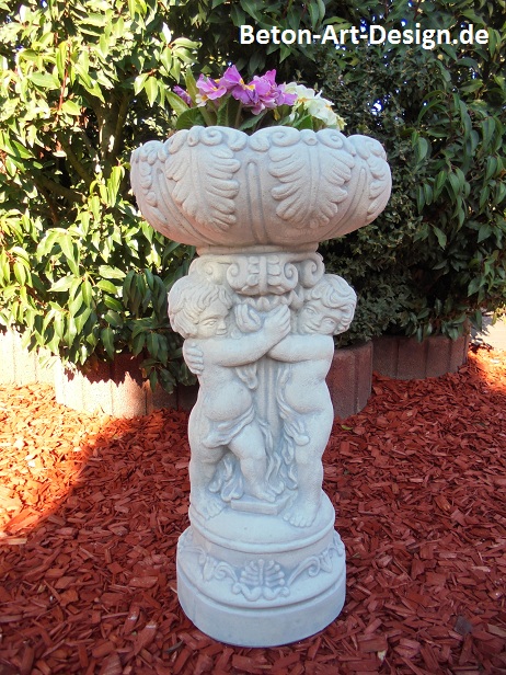 schöne Pflanzschale "3 Engel" Park & Gartendekoration, Blumenschale mit Figurengruppe, Steinguss, Statue