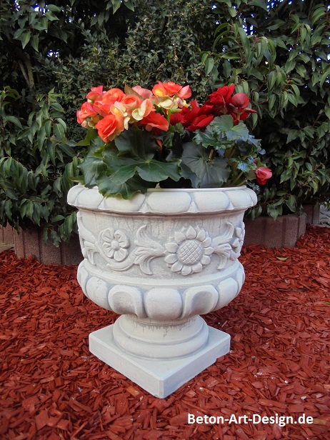 Vase, Pflanzvase, Pflanzschale, 37 cm hoch, Park & Gartendekoration, Blumenschale, Steinguss