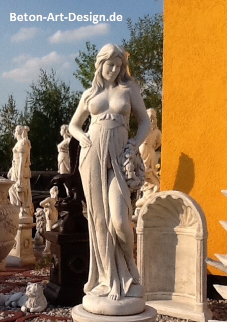 Gartenfigur, Parkfigur "Frau mit Blumenkranz" Höhe: 147 cm, Statue, Park & Gartendekoration, Skulptur, Steinfigur