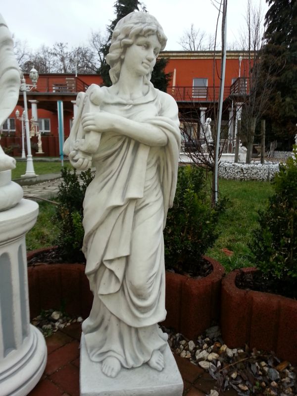 Gartenfigur "Frau mit Harfe" 118 cm hoch, Park & Gartendekoration, Steinfigur, Statue, Skulptur, Steinguss