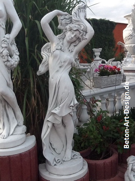 Gartenfigur, Statue, 156 cm hoch "Mädchen mit wildem Haar" Park & Gartendekoration, Steinfigur, Steinguss