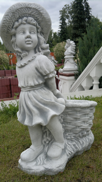 Gartenfigur, Mädchen mit Korb zum bepflanzen, Höhe: 63,5 cm, Park & Gartendekoration, Skulptur, Steinfigur, Steinguss