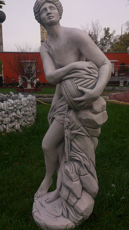 Gartenfigur, Brunnenfigur, Wasserträgerin "Frau mit Krug" Park & Gartendekoration, Skulptur, Steinguss