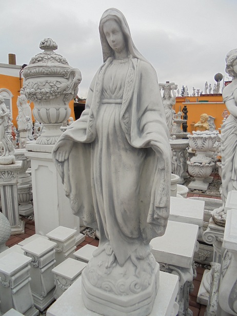 Steinfigur, heilige Madonna, Skulptur, Gartenfigur, 63 cm hoch, Steinguss, Park & Gartendekoration