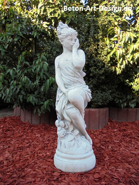 Gartenfigur, Statue "sitzende Frau" 68 cm hoch, Park & Gartendekoration, Skulptur, Steinguss, Steinfigur