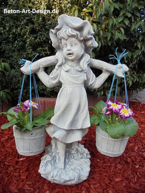 Gartenfigur "Mädchen mit 2 Blumentöpfen" Steinfigur, Park & Gartendekoration, Skulptur, Steinguss