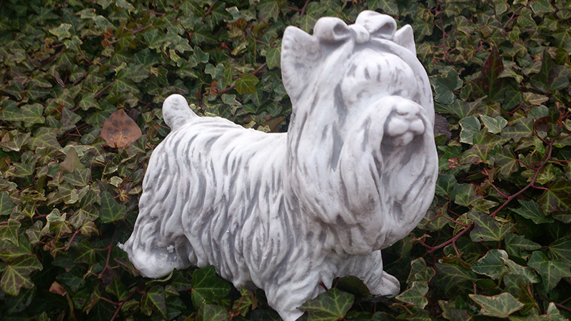 Gartenfigur "Yorkshire Terrier" Tierfigur, Hund, Steinfigur, Steinguss, Park & Gartendekoration