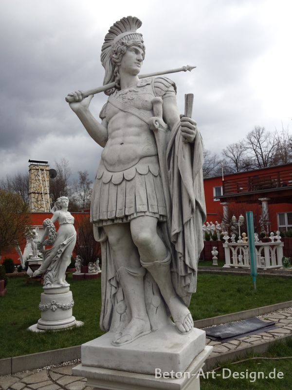 Gartenfigur, "Centurio" Römischer Feldherr mit Speer, Steinguss, Statue, Park & Gartendekoration, Steinfigur, Sku