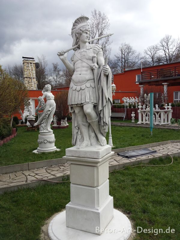 Gartenfigur, Skulptur "Centurio" 172 cm & Sockel 88,5 cm, Statue, Park & Gartendekoration, Steinguss