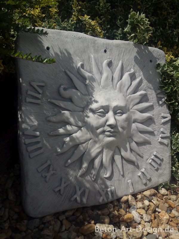 große Sonnenuhr, XXL - 58 cm hoch, Park & Gartendekoration, Steinguss