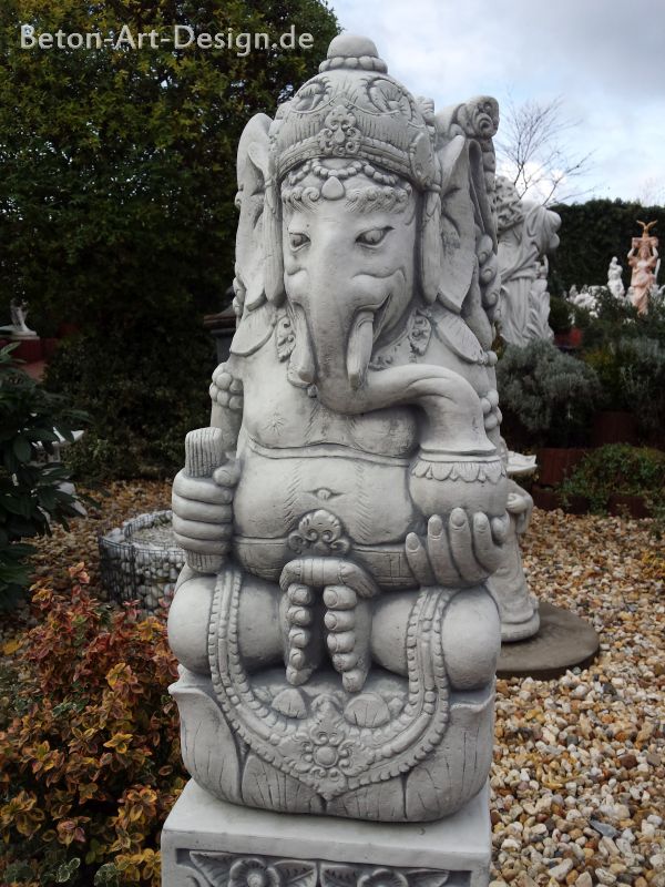 Gartenfigur, Steinfigur, Elefantenbuddha / Ganesha 70 cm hoch, Park & Gartendekoration, Steinguss