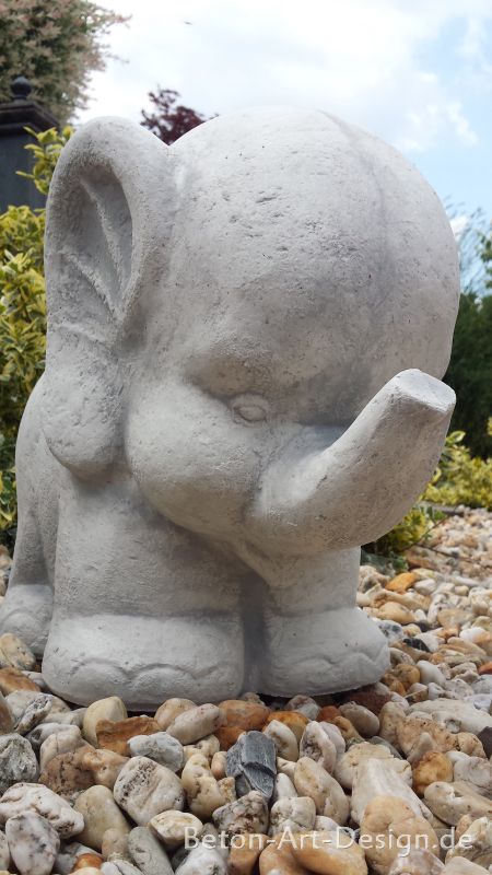 Gartenfigur "Elefant" 35 cm groß, Steinfigur, Park & Gartendekoration, Skulptur, Steinguss