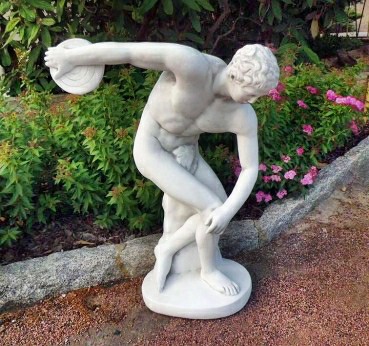 Gartenfigur, Statue, Diskuswerfer, 93 cm hoch, Park & Gartendekoration, Skulptur, Steinguss