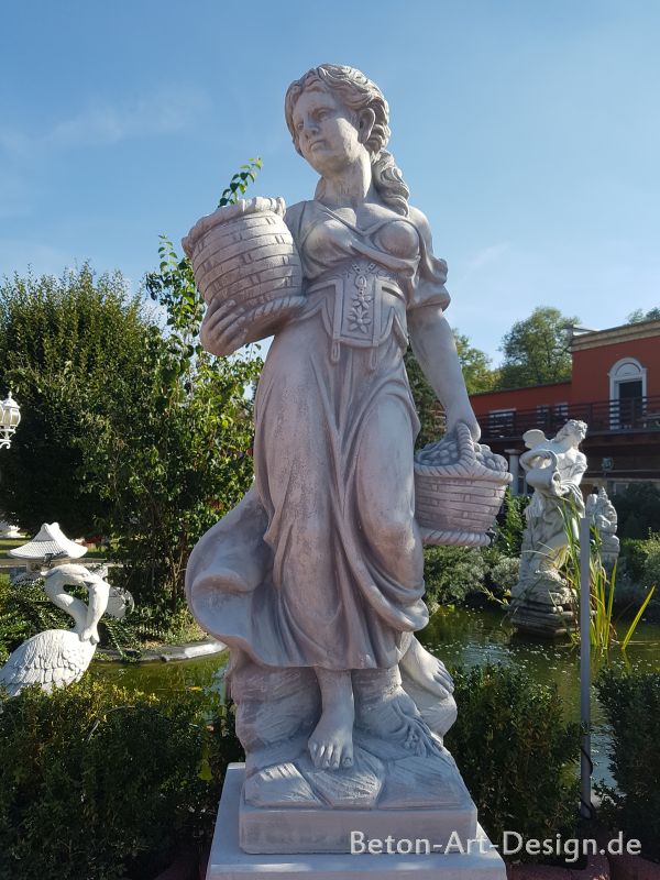 Gartenfigur, "Blumenmädchen" Statue, 145 cm hoch, Park & Gartendekoration, Steinfigur, Skulptur, XXL, Steinguss