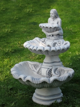 Gartenbrunnen, Wandbrunnen, Etagenbrunnen mit Figur, Park & Gartendekoration, Steinguss