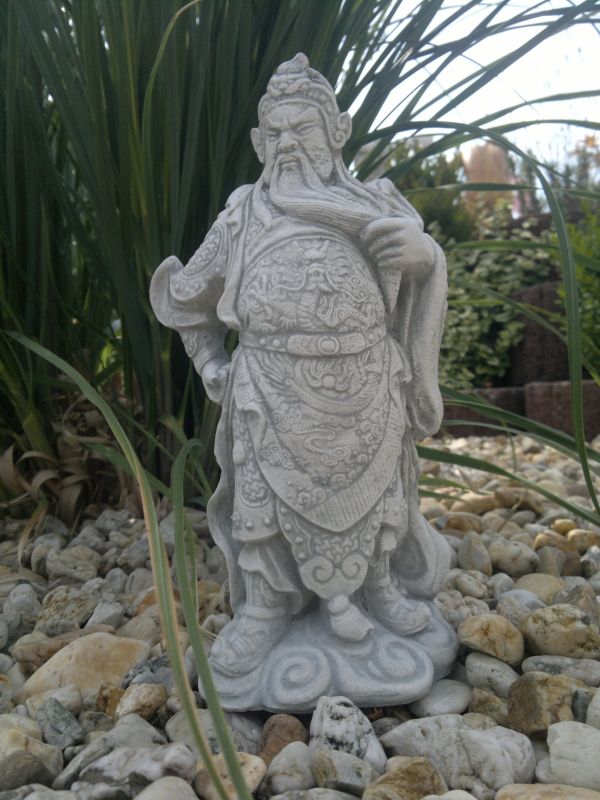 Gartenfigur, kleiner Chinese / Buddhafigur, 26 cm hoch, Park & Gartendekoration, Steinguss, Skulptur,
